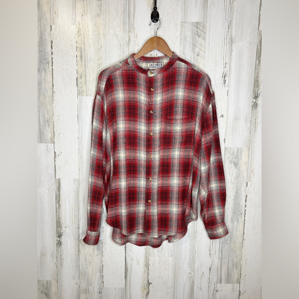 Jazzman Sportswear Men's Long Sleeve Plaid Button Front Shirt Red White Size L